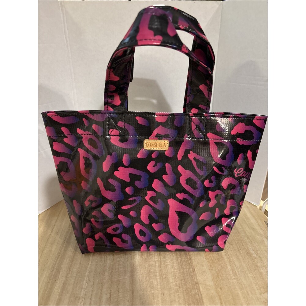 Consuela Pebbles Tote Bag Vinyl Pink Purple Animal Print - Picture 2 of 16